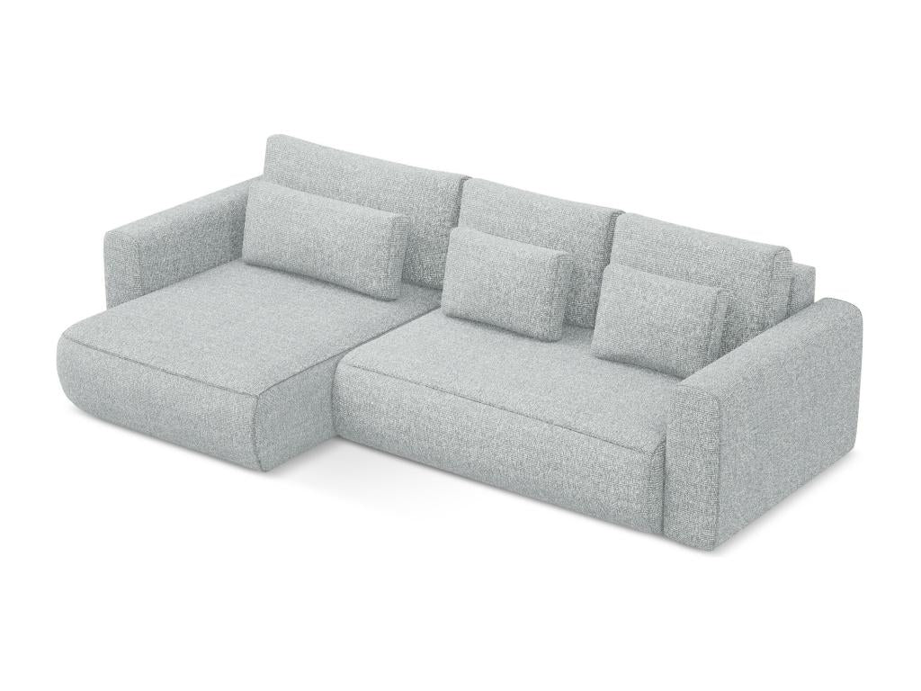 Canapé d'angle 3 places gauche convertible en tissu texturé - argent - Lysvia AIGE70705
