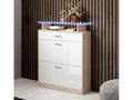 Meuble d'entrée à chaussures en Blanc avec LED 89x24x105cm Lysvia FJKI31206