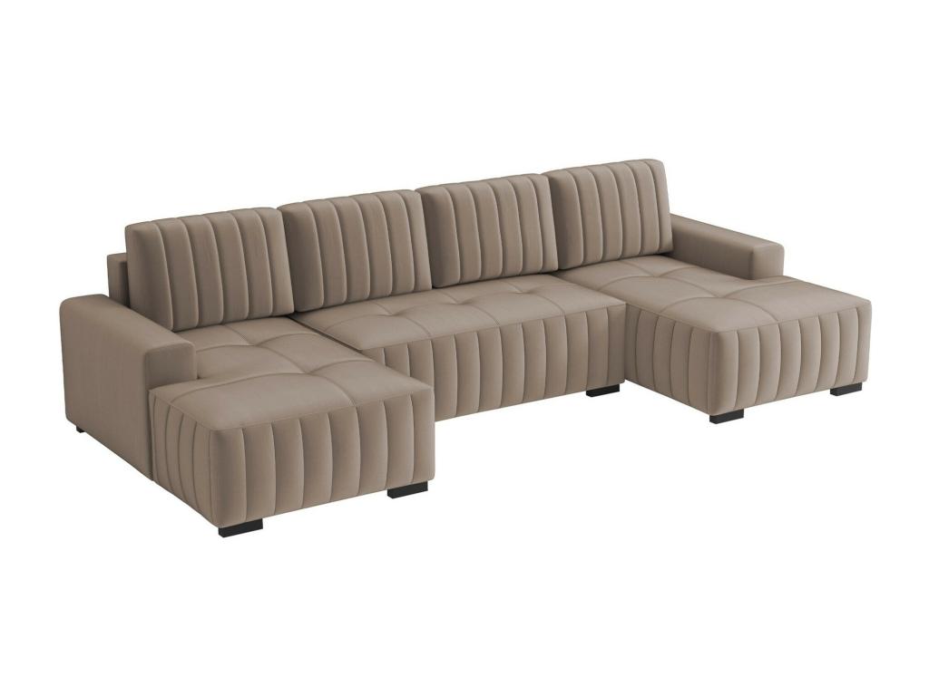 Canapé d'angle Lysvia 232 Brun clair Fonction de couchage Boîte de literie 310x85cm ZXTW28962