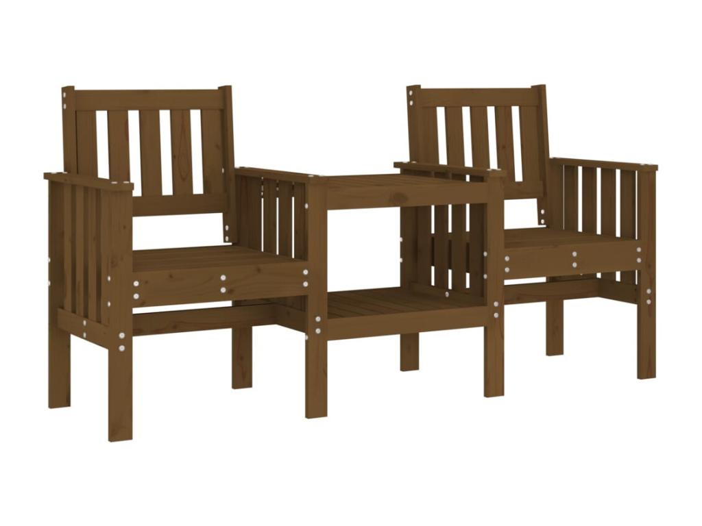 Banc de jardin avec table 2 places brun miel bois massif de pin RQBI27190