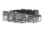 Salon de jardin 11 pièces avec coussins Résine tressée Gris YWKD69497