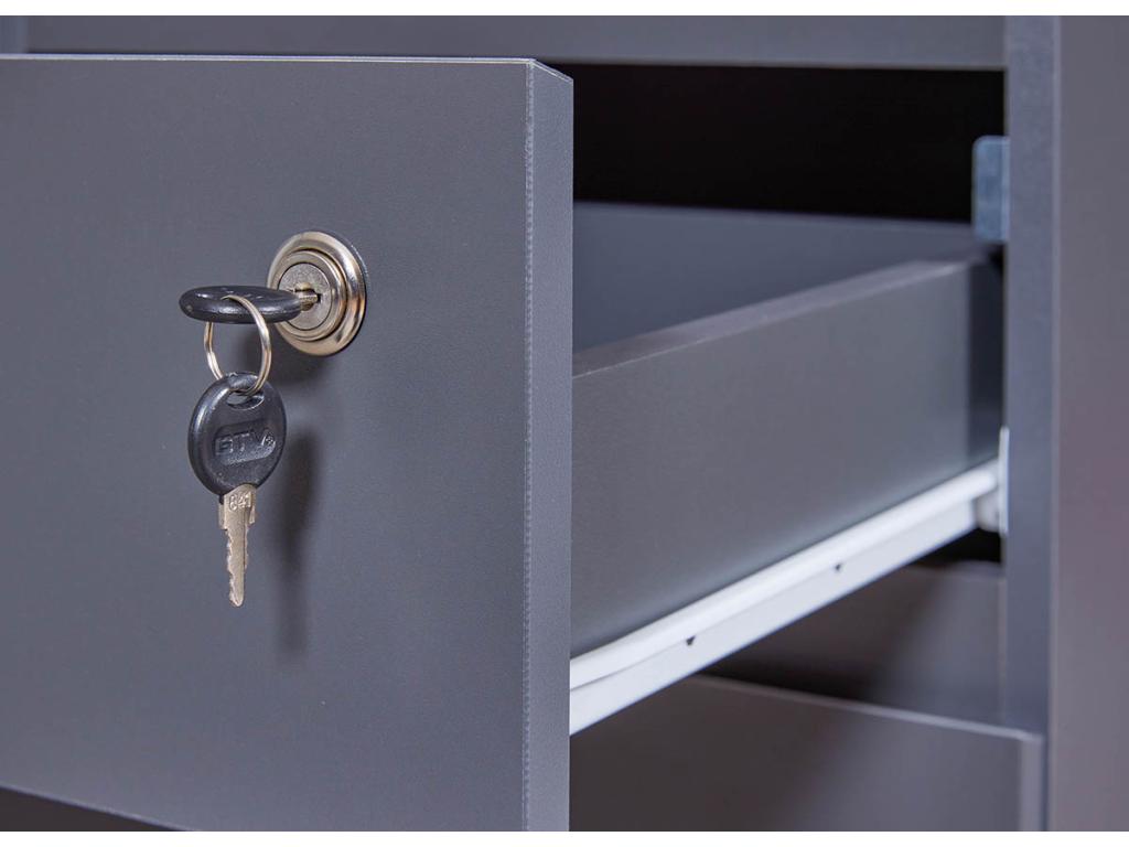 Caisson de bureau en bois coloris gris Anthracite - longueur 44 x profondeur 51x hauteur 76 cm NZXD62787