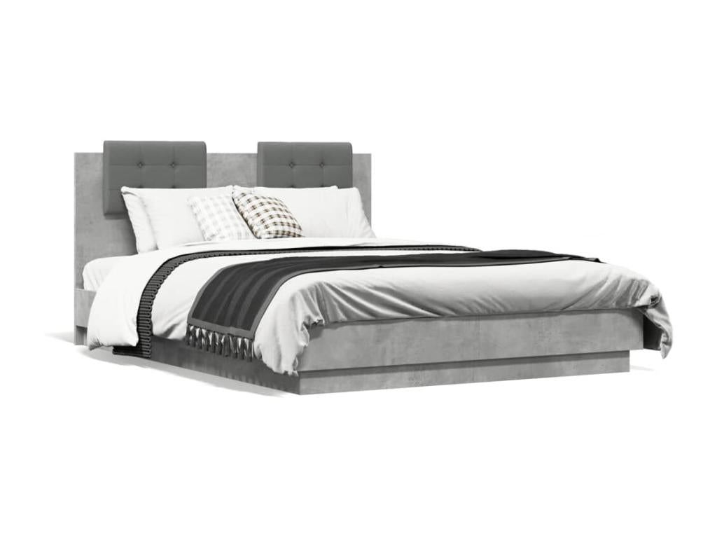 Cadre de lit avec tête de lit gris béton 120x190 JNON42363