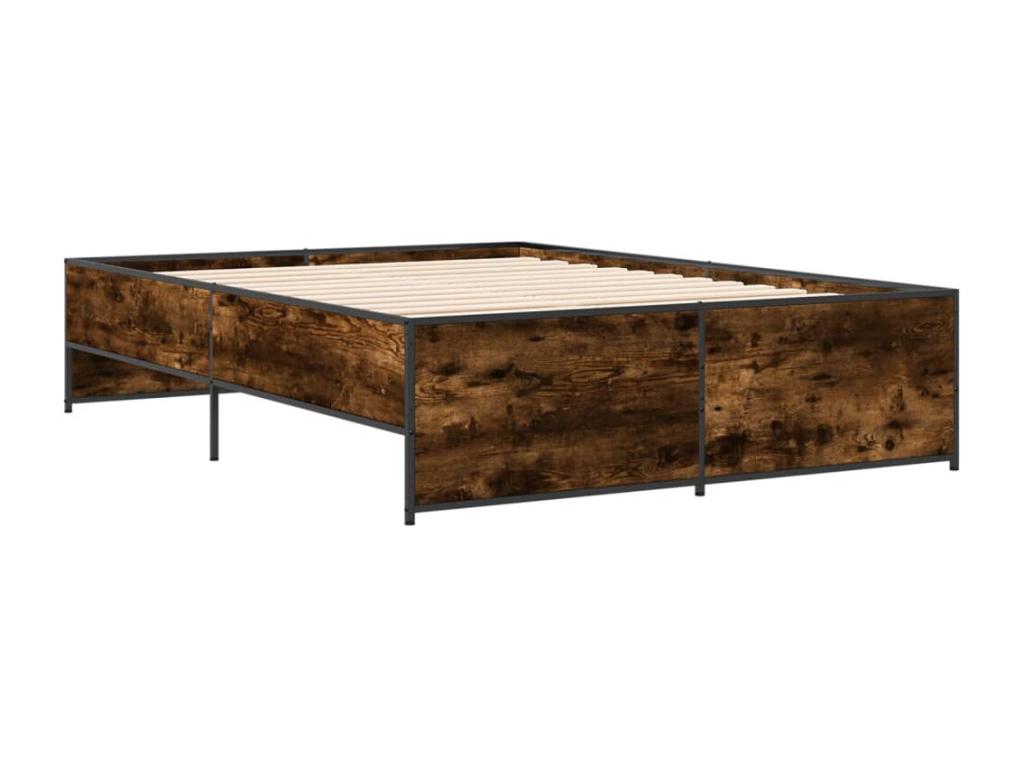 Cadre de lit chêne fumé 140x190 cm bois d'ingénierie et métal YAII89998