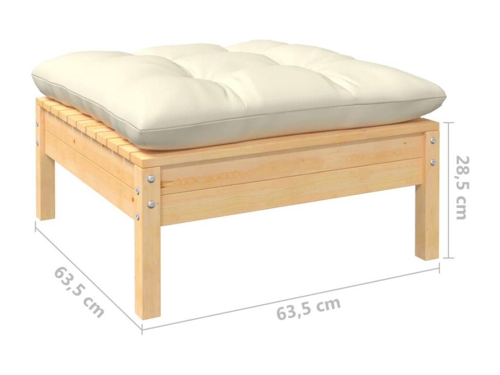 Salon de jardin 5 pcs avec coussins crème Bois de pin 13 YGJH92103