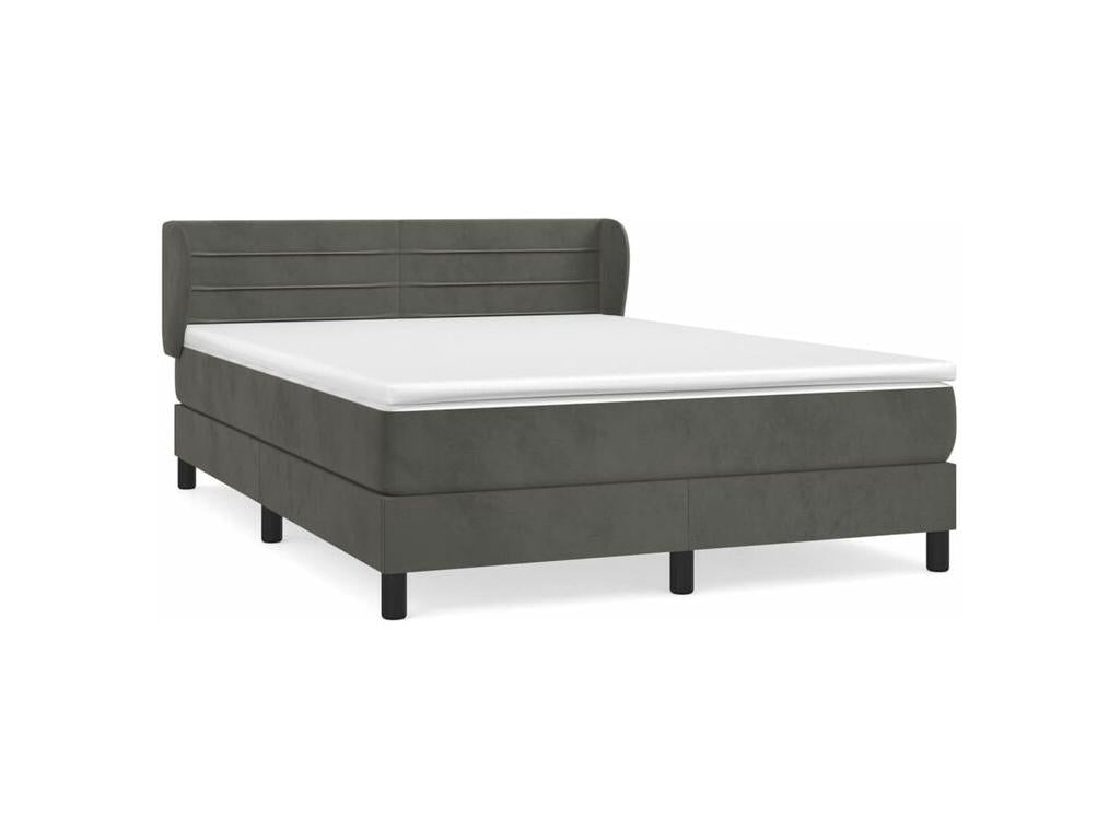 Sommier à Lysvia de lit et matelas Gris foncé 160x200 Velours BFIN40073