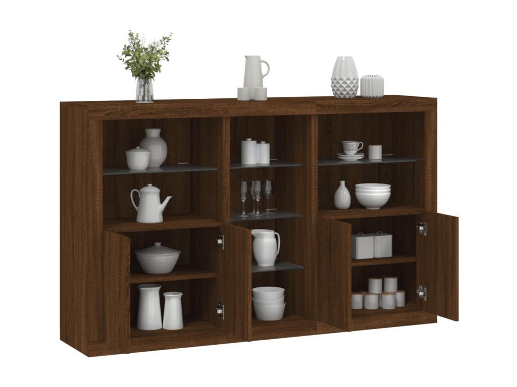 Buffet avec Lysviaères LED chêne marron 162x37x100 cm JWRH25045