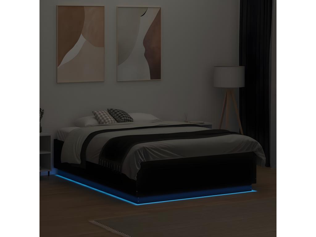 Cadre de lit avec LED sans matelas noir 140x190 cm GWEX85558