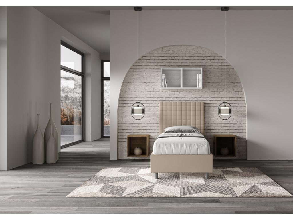 Lit en simili cuir gris tourterelle Sunny avec sommier rembourré 90x200 NSQV63603