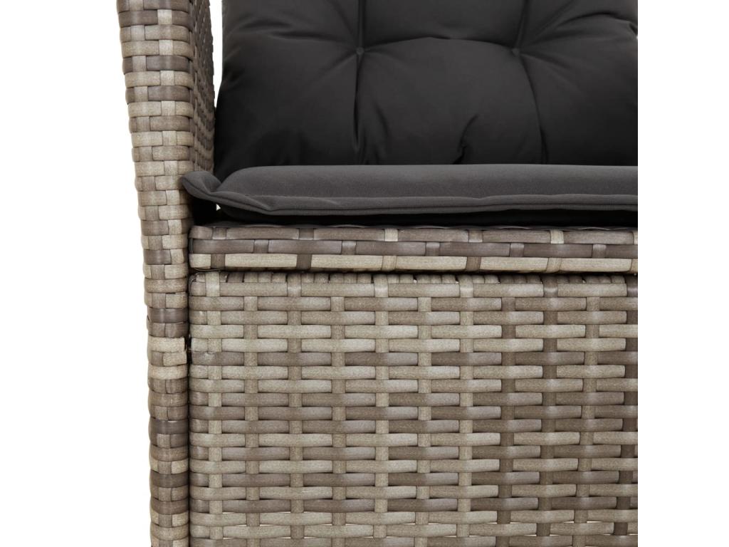 Ensemble à manger de jardin 5 pièces coussins gris résine tressée DKYF70909