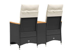 Canapé de jardin inclinable 2 places avec table noir poly rotin TRQP64585