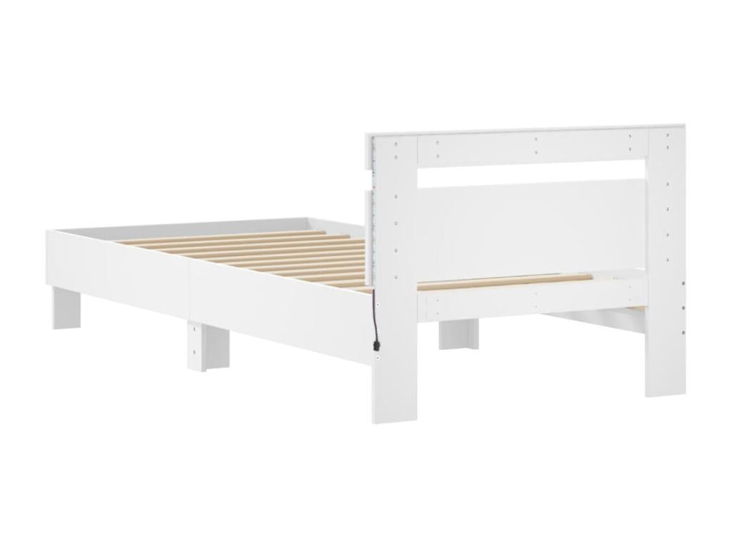 Cadre de lit sans matelas avec Elarivaères LED blanc 90x200 cm PWPV35281