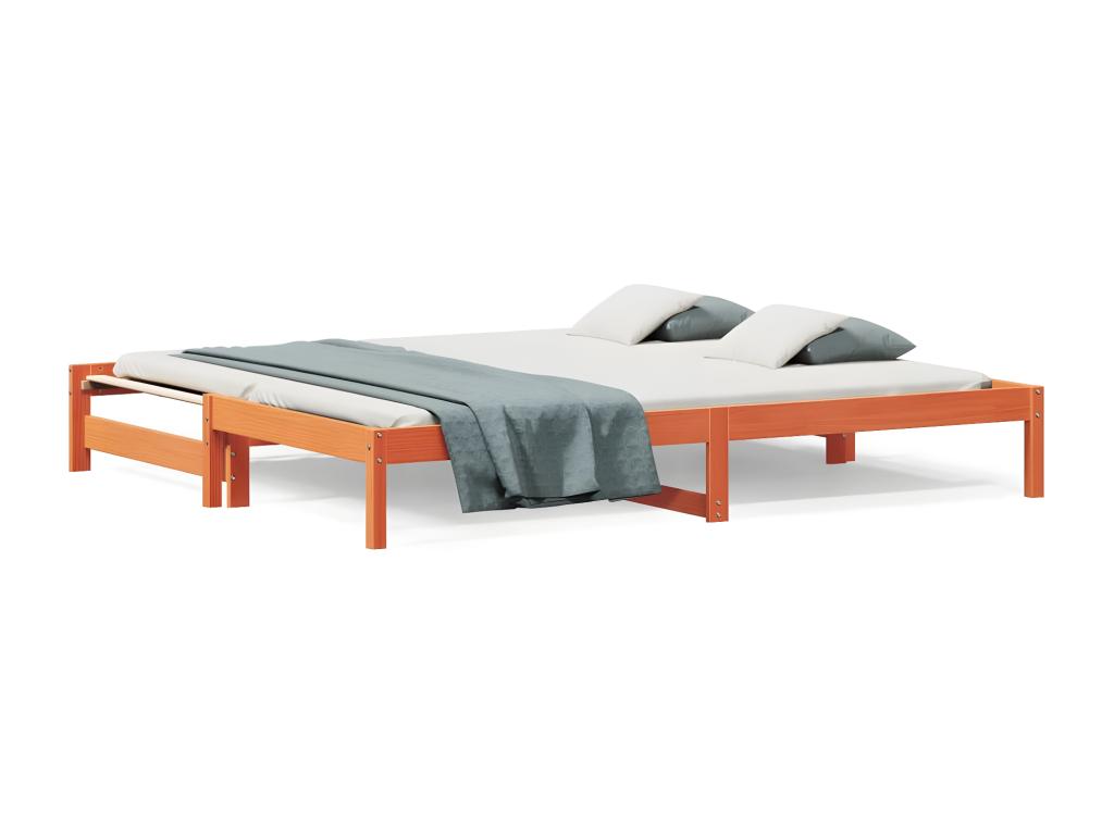 Lit de jour et lit gigogne sans matelas cire marron 80x200 cm VRUN24782