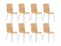 Lot de 8 Chaise de conférence - Bois / Métal chromé - Nature - Elariva QFEJ39468