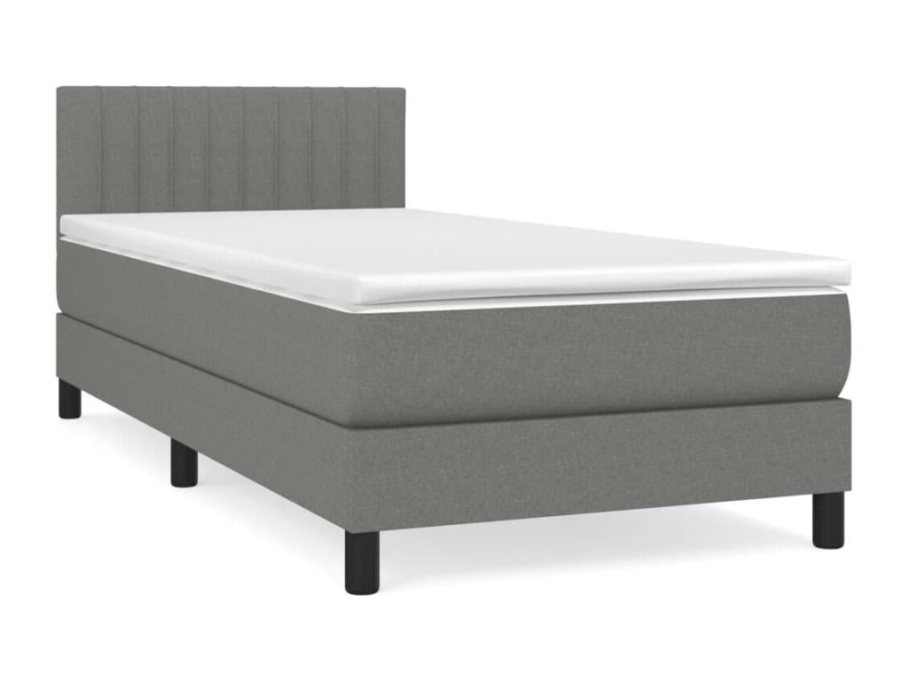 Lit à sommier tapissier et matelas Gris foncé 90x190 cm Tissu YIUL79931