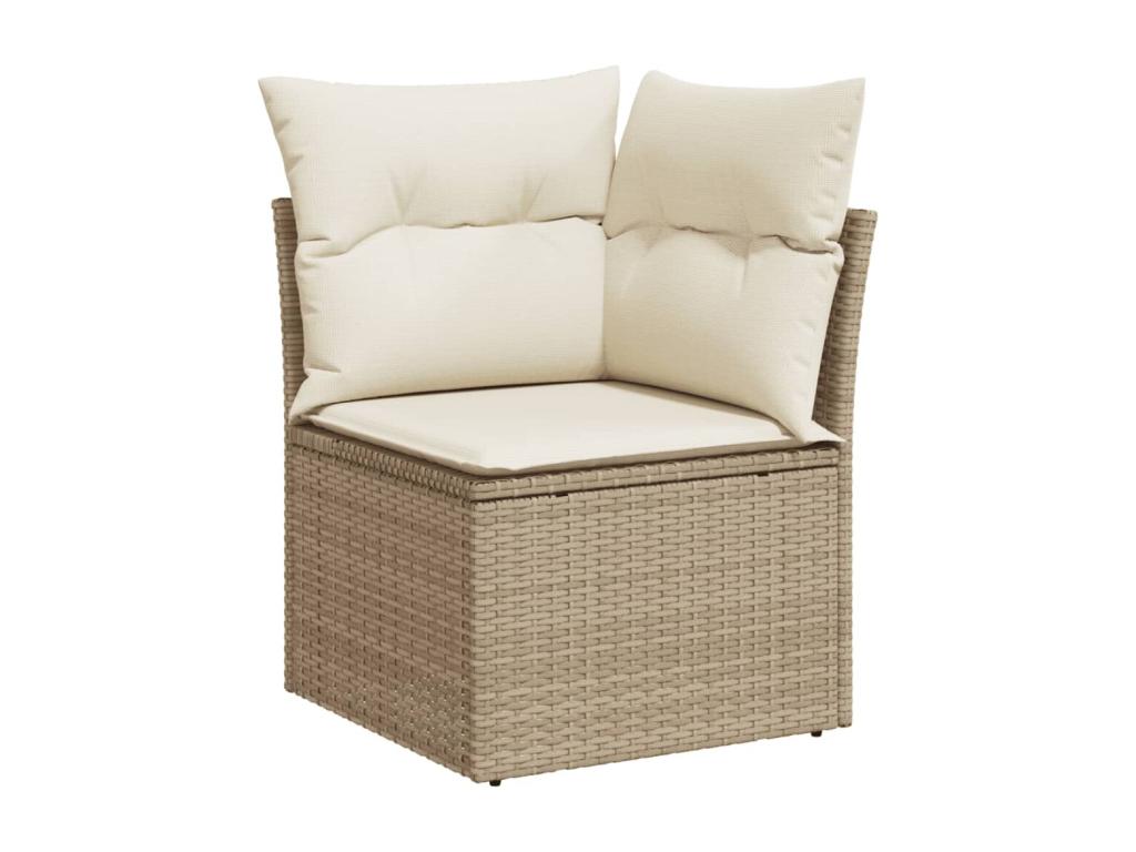 Salon de jardin avec coussins 8 pcs beige résine tressée NHIA79775