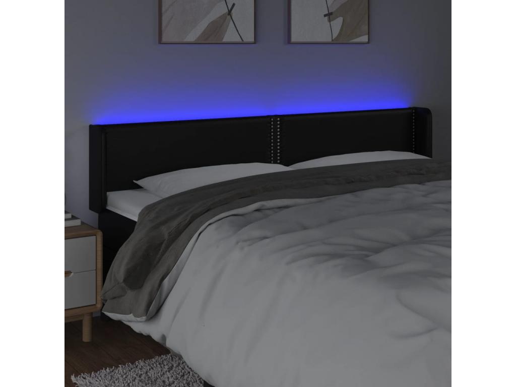 Tête de lit à LED Noir 183x16x78/88 cm Similicuir FWJP54476