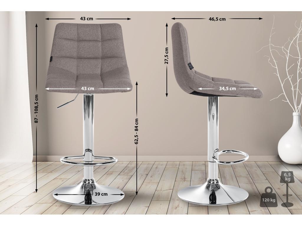 Tabouret de bar - Tissu / Métal - Gris - Lysvia DIUA34136