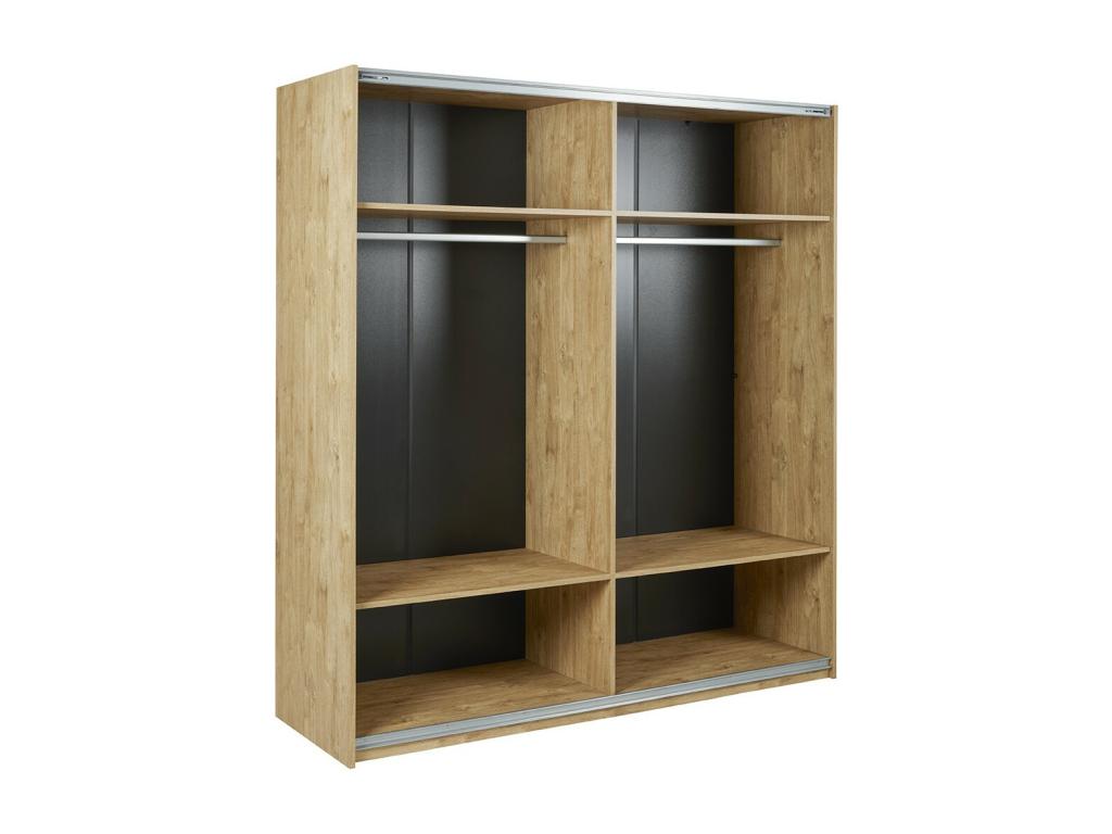 Armoire 200cm pour chambre à coucher avec 2 portes coulissantes collection coloris chêne doré WEXQ71541