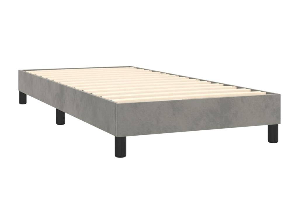 Lit à sommier tapissier et matelas Gris clair 90x200 cm Velours BXAP43029