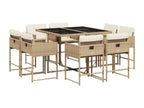 Ensemble à manger de jardin et coussins 9 pièces beige Poly rotin GUOD74923