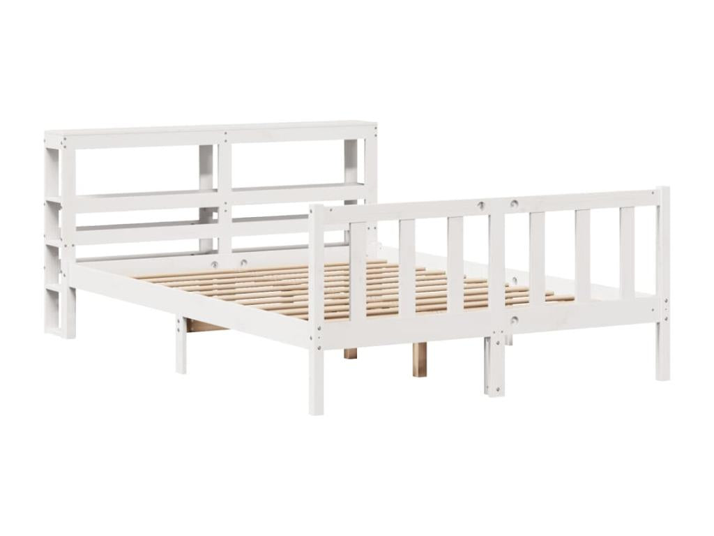 Cadre de lit sans matelas blanc 160x200 cm bois de pin massif LAAC71358