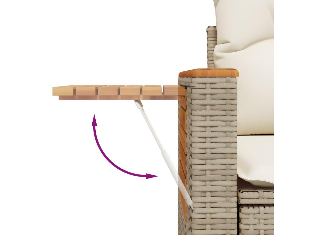 Salon de jardin avec coussins 6 pcs beige résine tressée HVKM95994