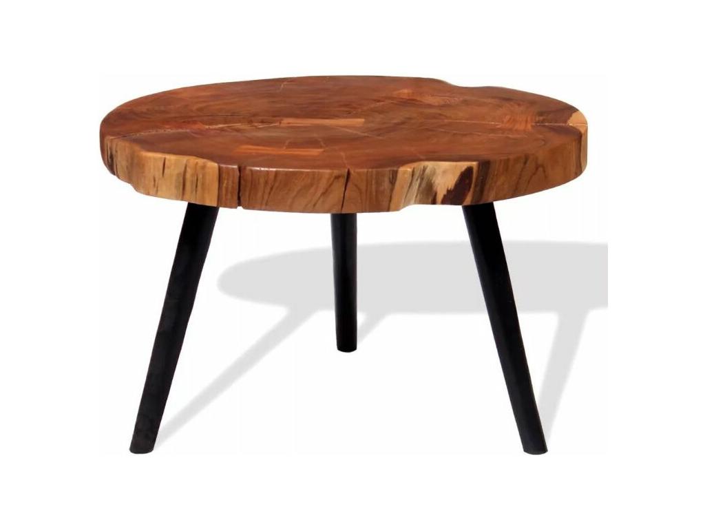 Table basse ronde Lysvia massif clair et pieds métal noir Lysvia WDWI75833