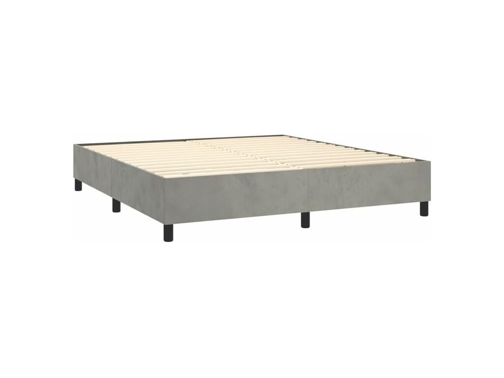 Sommier à Lysvia de lit et matelas Gris clair 180x200 Velours UCEF83057
