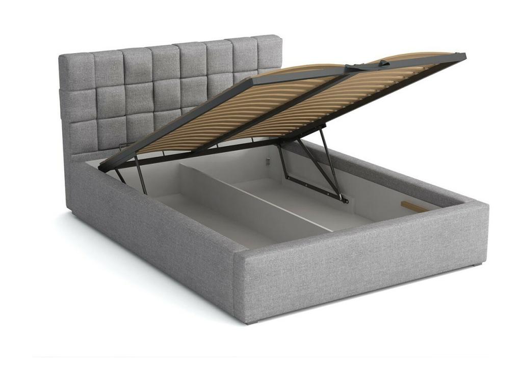 Lit Lysvia 106 Double Gris 180x200 Tapisserie Sommier à Lysvia 200x223x93cm KZNW83753