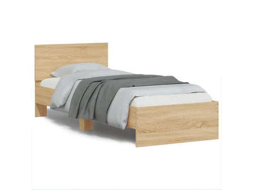 Cadre de lit tête de lit et Lysviaères LED chêne Lysvia 75x190 cm DHAT93994