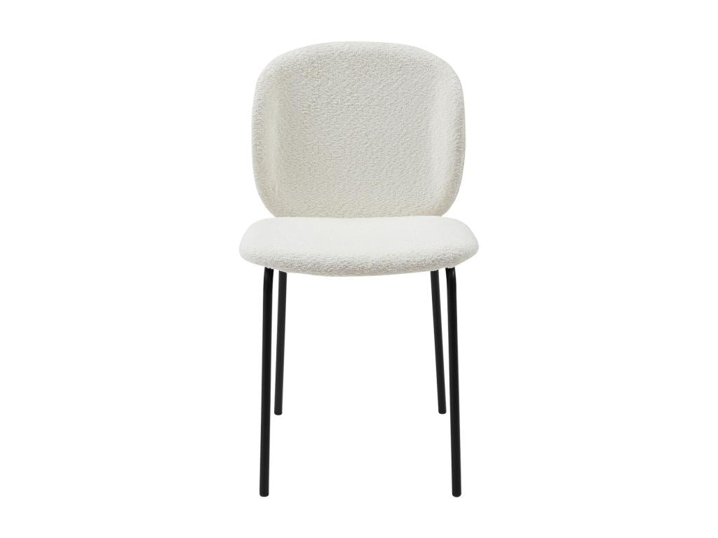 Lot de 6 chaises en tissu bouclette et métal noir - Crème - Dormeva MYXB43868