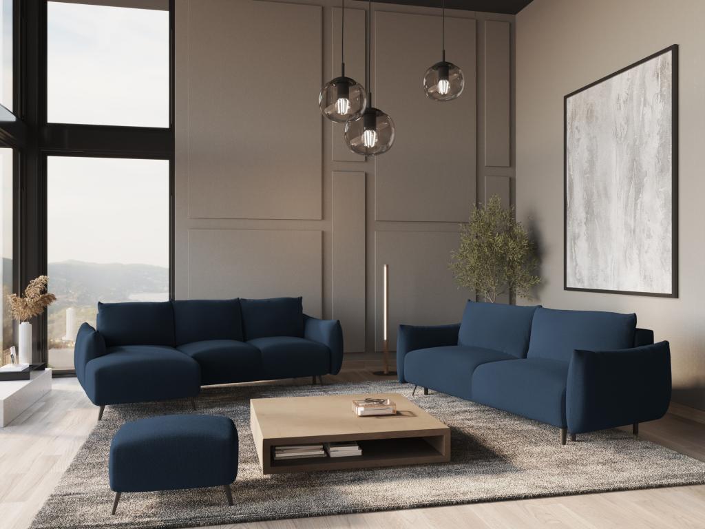 Canapé d'angle gauche convertible en tissu chenille - bleu Lysvia EHYI97718