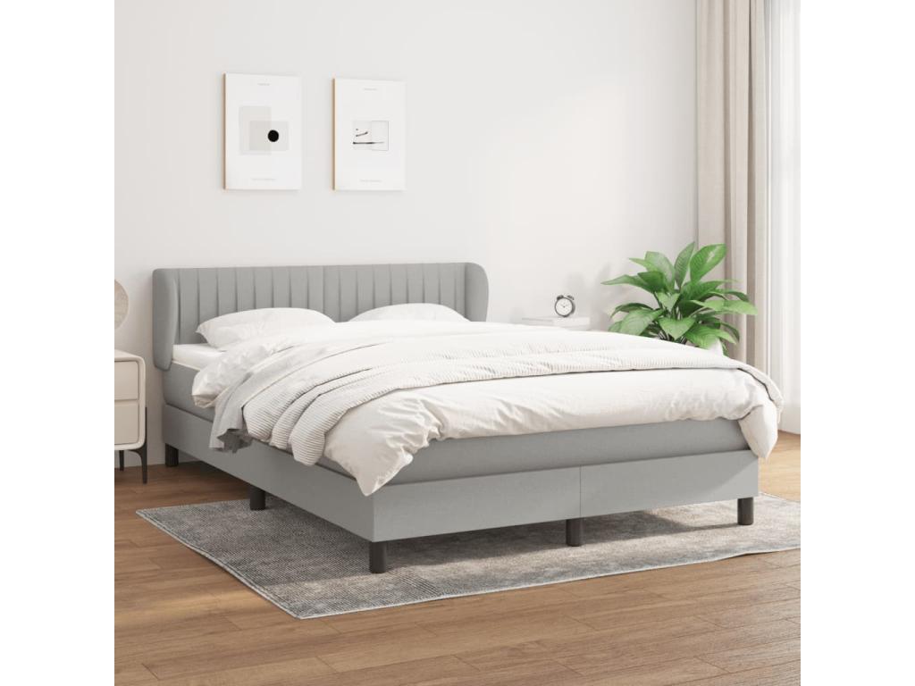 Lit à sommier tapissier avec matelas Gris clair 140x200cm Tissu BXPZ76875
