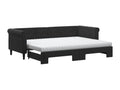 Lit de jour avec lit gigogne et matelas noir 80x200 cm velours YTSN02547