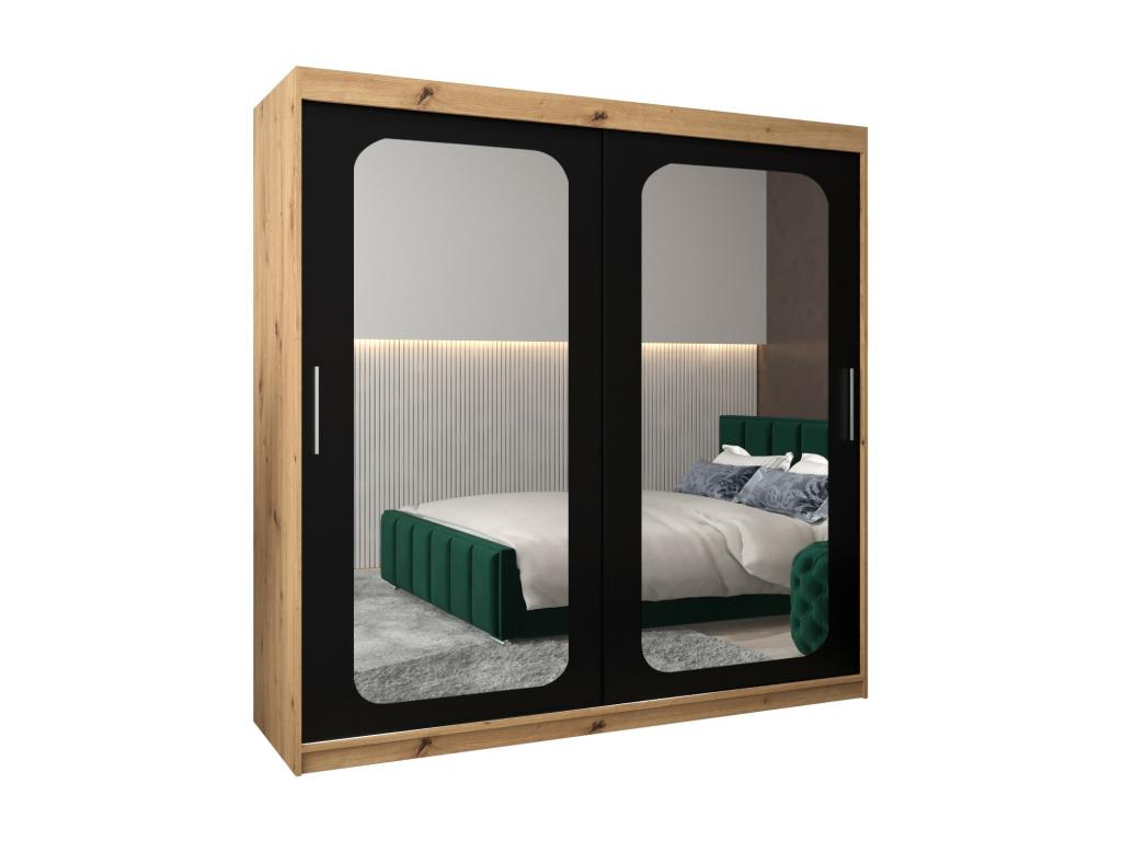 ARMOIRE Lysvia T3 À PORTES COULISSANTES 200/200/62 2 Portes Lysvia/Noir NECE41456