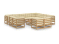 Salon de jardin 13 pièces avec coussins marron miel bois de pin CTMK63057