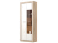 Vitrine avec 2 portes coloris Chêne Lysvia / Blanc - Longueur 74 x profondeur 35 x hauteur 190 cm GXME82465