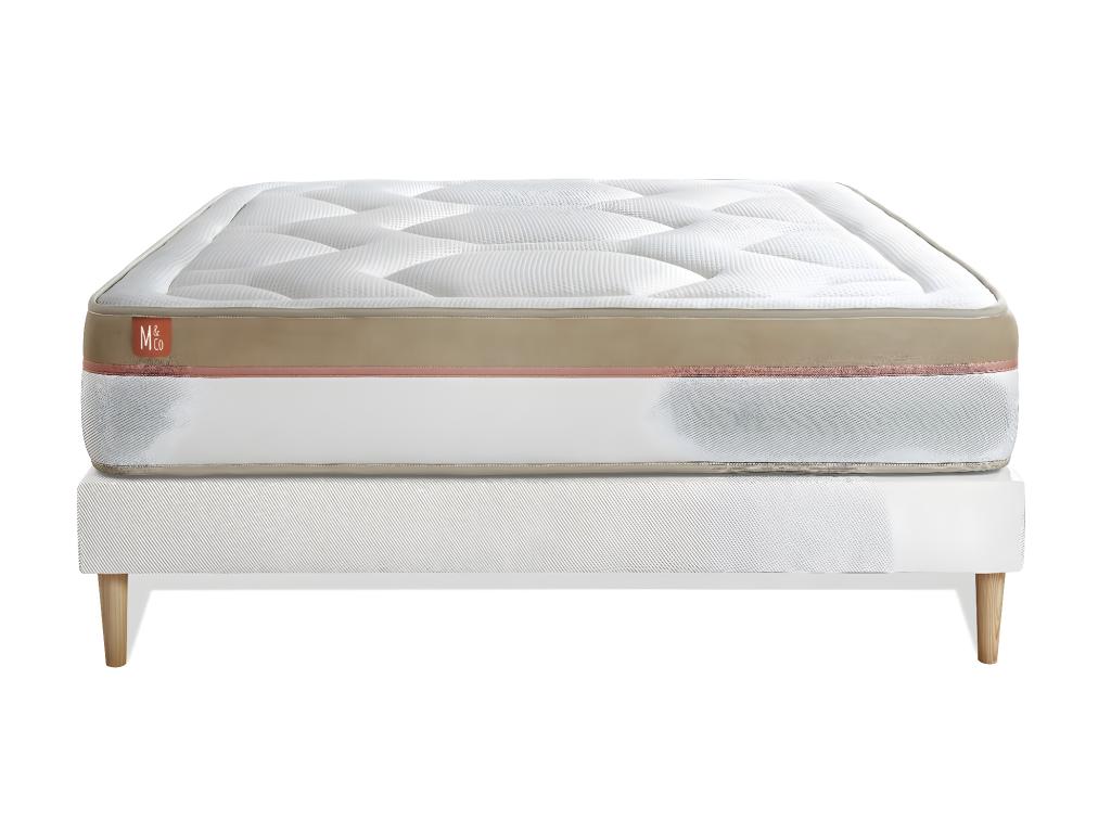 Ensemble Lysvia 160x200cm Mémoire de forme 7 zones de confort - Ep- 30cm sommier Lysvia Blanc GCCB32356