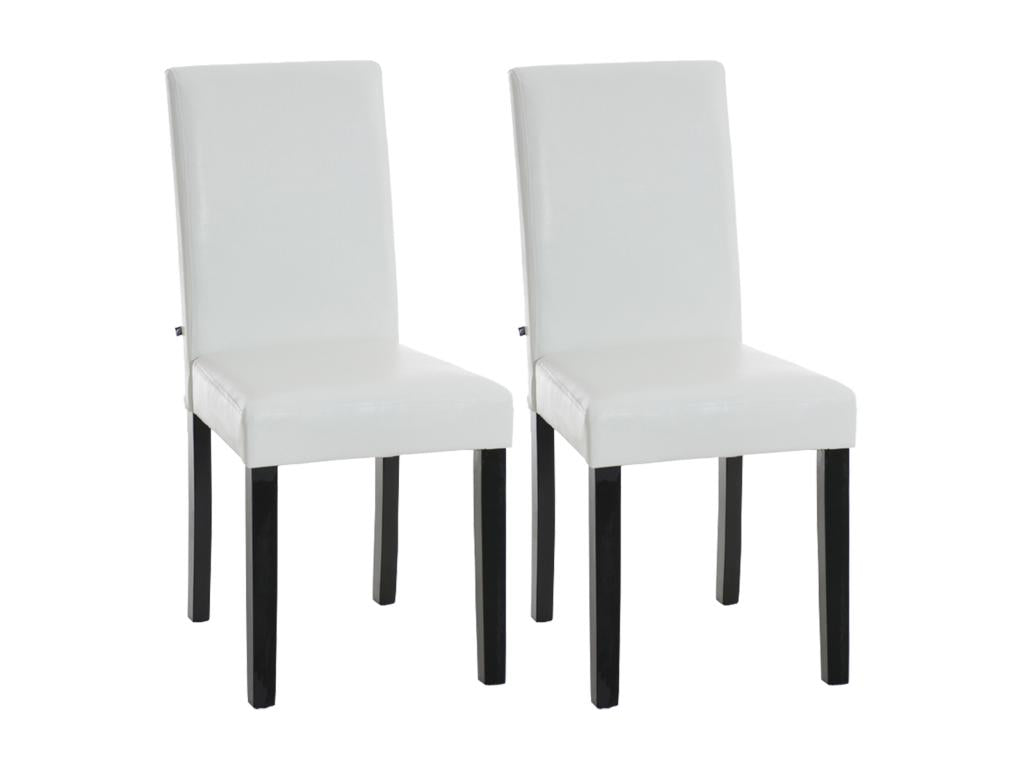 Lot de 2 chaise salle à manger - Similicuir / Bois - Blanc - Lysvia CKIB09415