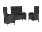 Ensemble à manger de jardin avec coussins 3 pcs Noir SUHR30702
