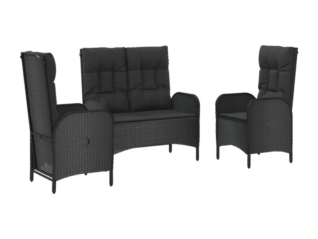 Ensemble à manger de jardin avec coussins 3 pcs Noir SUHR30702