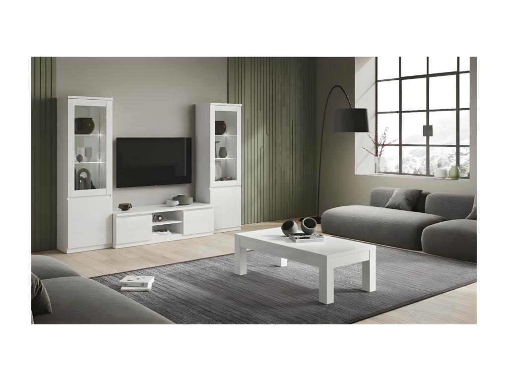 Elariva - Vitrine Gauche Laquée Blanc Brillant avec Leds ENDB70081