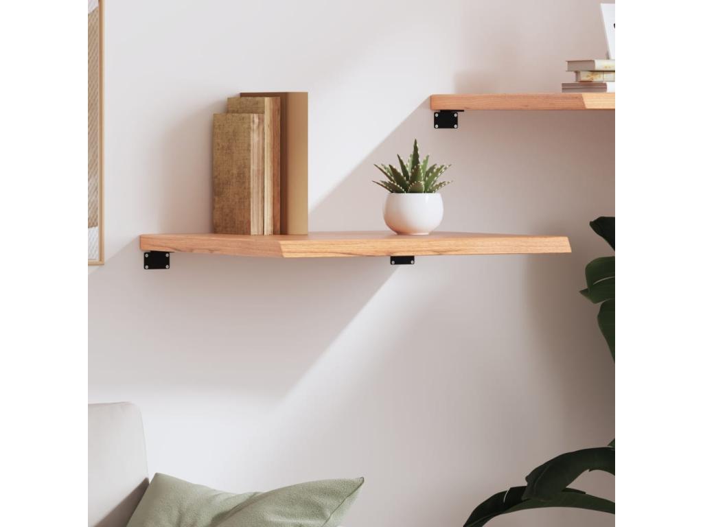 Etagère murale marron clair bois chêne massif traité LDRA34886