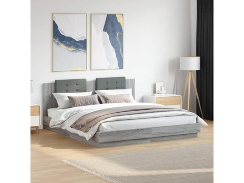 Cadre de lit avec tête de lit Lysvia gris 160x200 OVTK70816