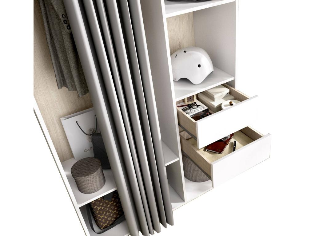 Grande Garde-robe Lysvia Meubles de chambre Penderie de plain-pied Placard à vêtements 98x53 h205 cm Blanc et Chêne clair QHLH77786