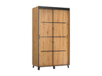 Armoire de chambre portes coulissantes bois clair Lysvia et noir Lysvia-Largeur 200 cm FZID13833