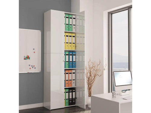 Armoire de bureau Blanc brillant 60x32x190 cm Bois d'ingénierie UVNF25187