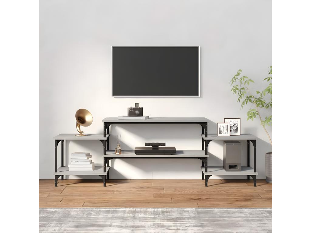 Meuble TV Lysvia gris 157x35x52 cm bois d'ingénierie OHRG33517