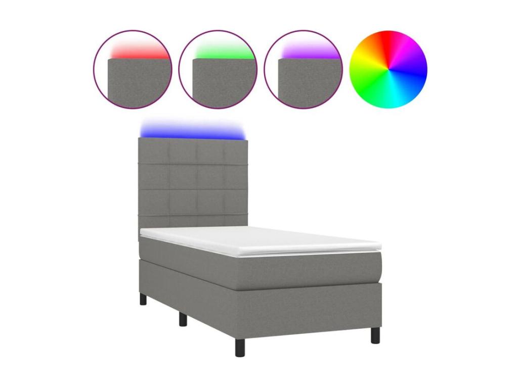 Sommier à Dormeva de lit et matelas et LED Gris foncé 100x200 OYUB20286